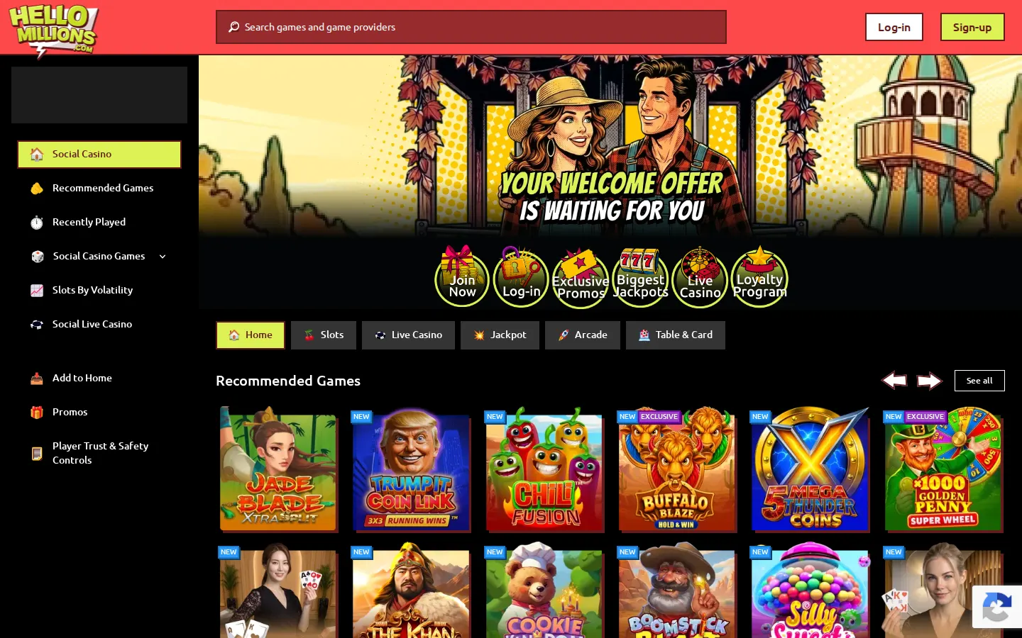 Screenshot of the HelloMillions website