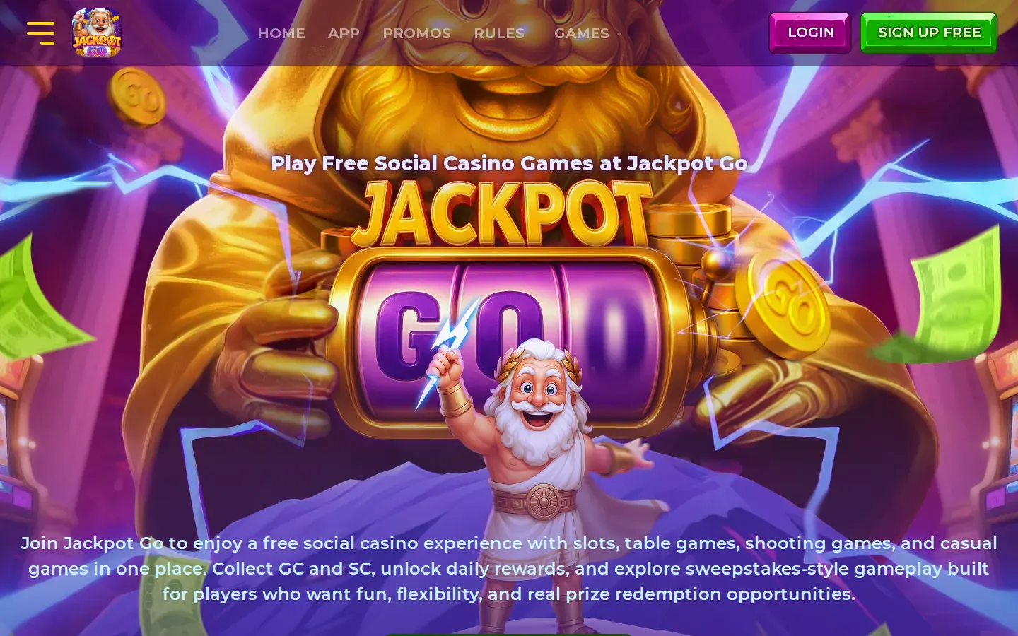 Screenshot of the Jackpot Go website